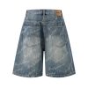 6553 Men's Summer 12.7 oz Lyocell Baggy All‑Over Printing Denim Shorts