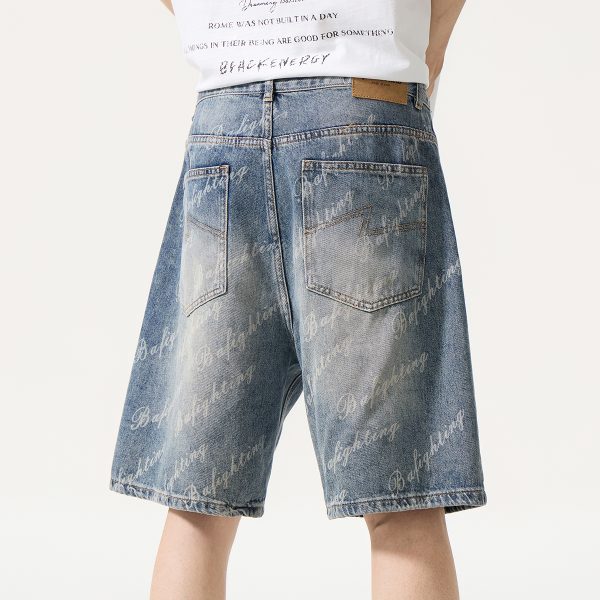 6553 Men's Summer 12.7 oz Lyocell Baggy All‑Over Printing Denim Shorts