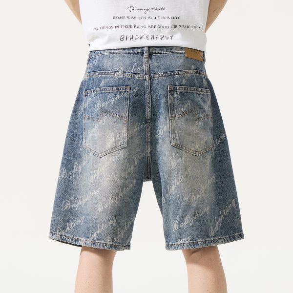 6553 Men's Summer 12.7 oz Lyocell Baggy All‑Over Printing Denim Shorts