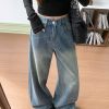 Women's 11 OZ Rhinestone Classic Five Pockets Wide Leg Jeans