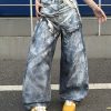 14032 Men's 14.2 OZ 3D Digital Printing Barrel Cut Curve-leg Jeans