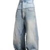 MJ016  Men's 15.5 OZ Y2K Baggy Double Waist Wide Leg Patchwork Jeans