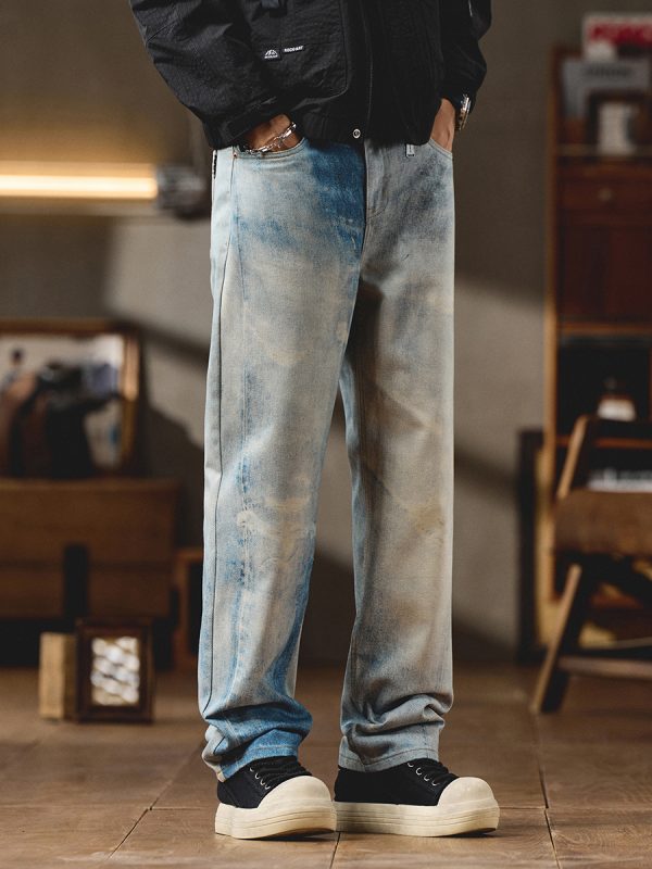 6682 Men's 11.8 OZ 3D Digital Printing Slim Fit Straight Jeans