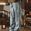 9912 Men's Vintage Acid Snow Wash Hand‑Brushed Whiskers Jeans