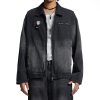 W121 Men's 14.6 OZ Oversized Zip‑up Pin‑badge Denim Jackets