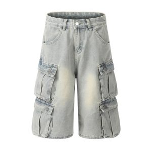 1519 Men's 12.5 OZ Baggy Loose Cargo Capri Cropped Jeans