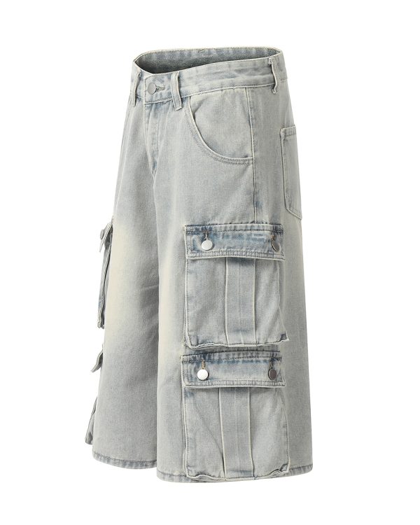 1519 Men's 12.5 OZ Baggy Loose Cargo Capri Cropped Jeans