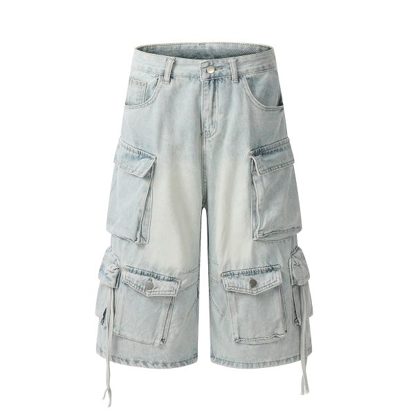 1519 Men's 12.5 OZ Baggy Loose Cargo Capri Cropped Jeans