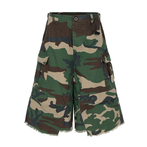 8486 Men's 9.8 OZ 100% Cotton Baggy Military Ripstop Camo Cargo Cropped Capri Pants