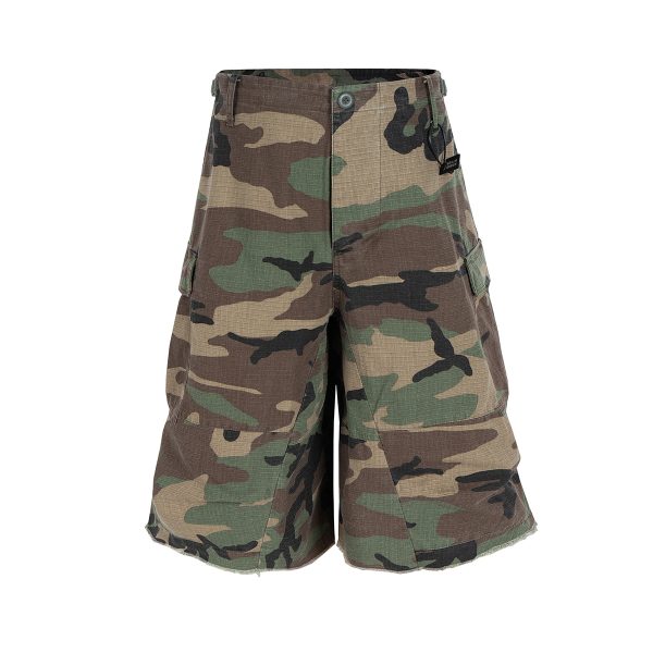 8494 Men's 9.8 OZ 100% Cotton Baggy Military Ripstop Camo Cargo Cropped Capri Pants