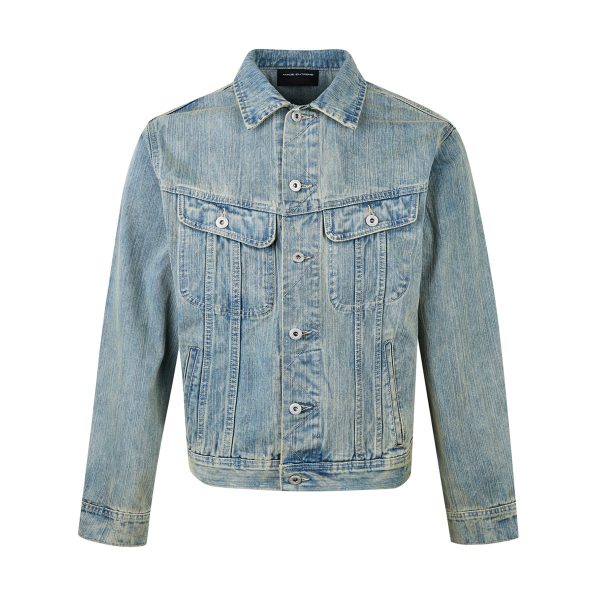 DY-994 Men's 14.8 OZ Boxy Stretch Vertical Slub Trucker Denim Jackets