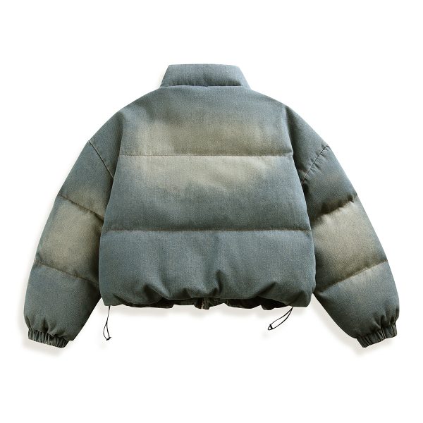 8815A149 Men's Boxy Mud Vintage Wash Quilted Lined Padded Denim Jackets