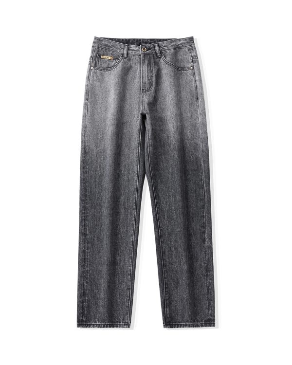 Men's 13.5 OZ Enzyme Stone Ombré Wash Regular Straight Jeans