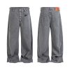 ZJ089 Men's 13.2 OZ Washed Grey Raw Denim Jeans