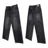 FJ067 Men's Enzyme Stone Wash Charcoal Black Baggy Jeans