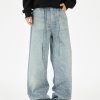 Q166 Men's 14.5 OZ 3D Digital Printing Rhinestone Loose Straight Jeans