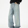Q166 Men's 14.5 OZ 3D Digital Printing Rhinestone Loose Straight Jeans
