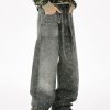 Q166 Men's 14.5 OZ 3D Digital Printing Rhinestone Loose Straight Jeans
