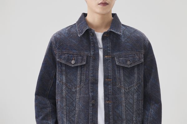Y1506 Men's Chenille Tone‑on‑Tone Jacquard Denim Jackets