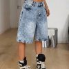 237  Women's 11.8 OZ 90s Retro Vintage Acid Snow Wash Baggy Bermuda Jorts Denim Shorts