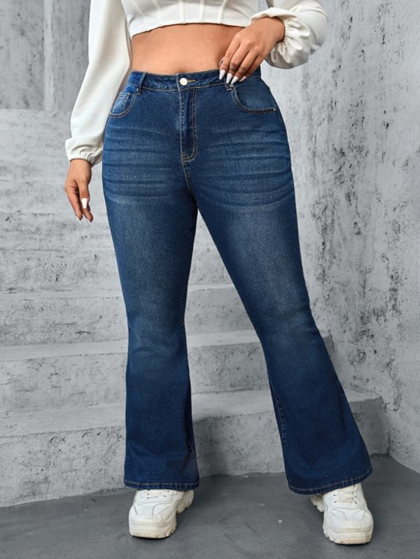 819 Women's 12 OZ Plus Size High Rise Flare Embroidered Back Pockets Jeans