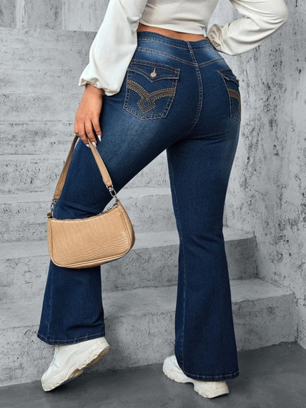 819 Women's 12 OZ Plus Size High Rise Flare Embroidered Back Pockets Jeans