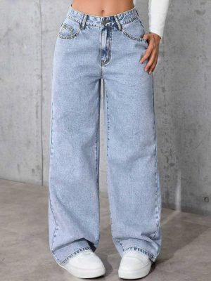 1788124910619873.jpeg Women's 11.8 OZ Low‑Mid Rise Wide Leg Snow Wash Jeans
