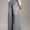 Women's 12.8 OZ All‑over Rhinestone Wide Leg Snow Wash Jeans