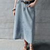 Women's 12.8 OZ High Rise Minimalist A‑line Midi Denim Skirts