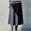 Women's 12.8 OZ High Rise Minimalist A‑line Midi Denim Skirts