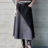 Women's 12.8 OZ High Rise Minimalist A‑line Midi Denim Skirts