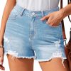 1788128081350901.jpg Women's 10.8 OZ High Rise Ripped Distressed Raw Hem Denim Shorts