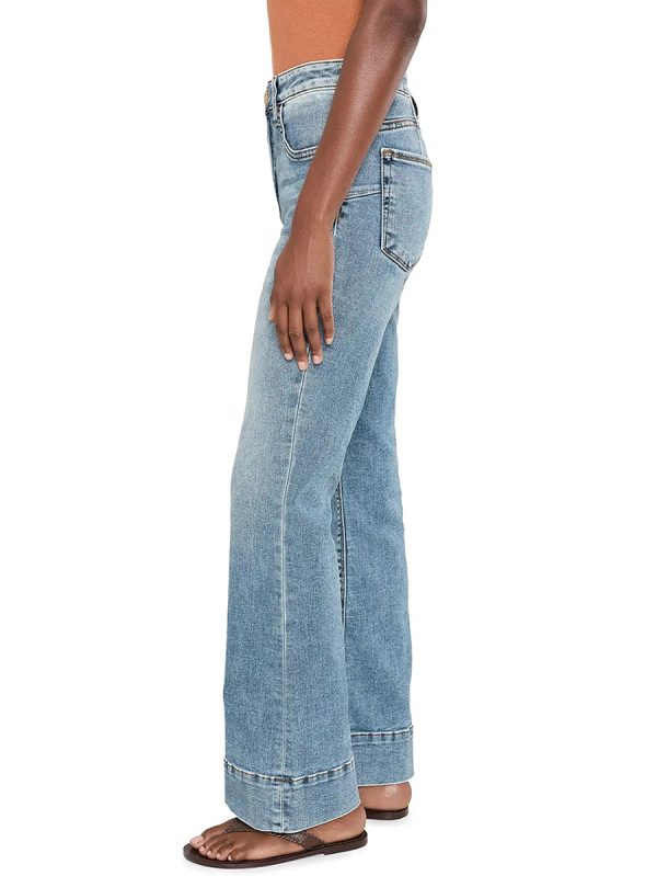 Women's 11.8 OZ High Rise Faded Western Cuffed Hem Flare Jeans