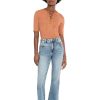 Women's 11.8 OZ High Rise Faded Western Cuffed Hem Flare Jeans