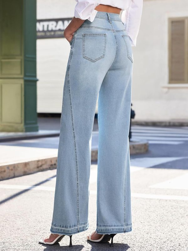 1788157179927934.jpg Women's 11.8 OZ High Rise Wide Leg Raw Frayed Released Hem Jeans