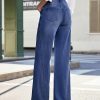 B0G6Y9PCXK Women's 11.8 OZ High Rise Wide Leg Raw Frayed Released Hem Jeans