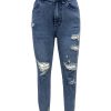 Women's 11.8 OZ High Rise Distressed Ankle Length Cropped Destroyed Ripped Skinny Jeans