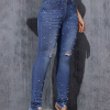 1788168714486012.png D-064 Women's 10.8 OZ Y2K All‑over Pearl Studs High Rise Ankle Length Cropped Skinny Jeans