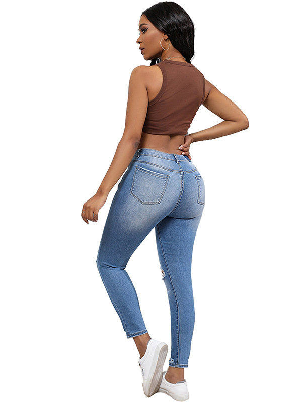 1788170915837831.jpg Women's 10.8 OZ Plus Size High Rise Destroyed Ripped Ankle Length Cropped Skinny Jeans
