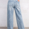 1097 Women's 12 oz Y2K Criss‑cross Crossover Waistband Acid Snow Wash Wide Leg Jeans