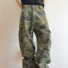 CAMO001 Men's Skate Camo Distressed Cargo Ripped Wide Leg Pants