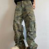 CAMO001 Men's Skate Camo Distressed Cargo Ripped Wide Leg Pants