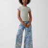 10 OZ Big Girls Vintage Hippie Y2K Low Rise All‑over Digital Floral Printing Baggy Jeans