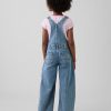 10.2 OZ Big Girls Vintage Workwear Baggy Barrel‑Leg Denim Overalls