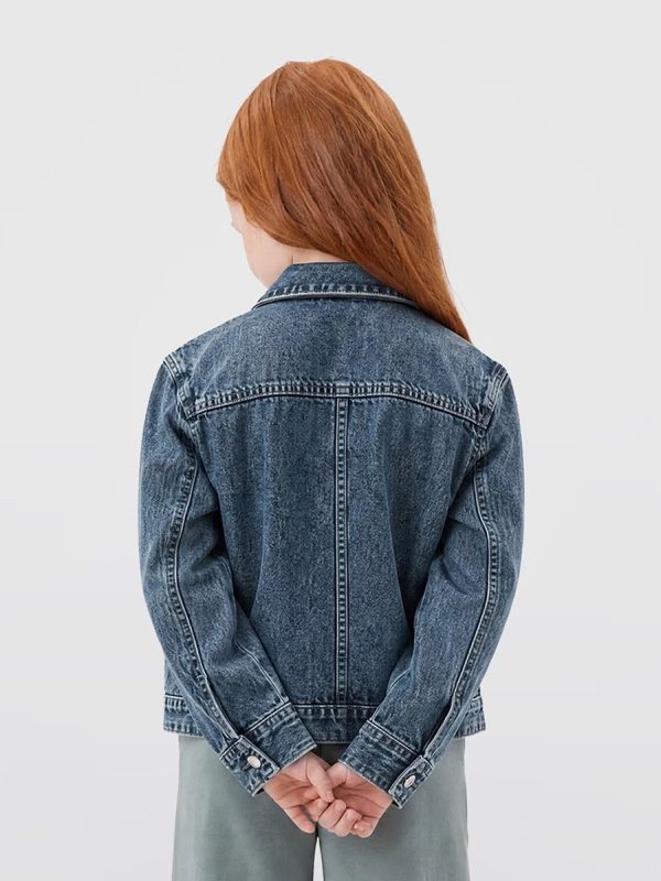 11.8 OZ Little Girls Vintage Cropped Acid Wash Rhinestone Denim Jackets