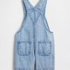 Toddler Boys 9.6 OZ Light Acid Wash Cargo Denim Short Overalls Shortalls