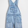 Toddler Boys 9.6 OZ Light Acid Wash Cargo Denim Short Overalls Shortalls