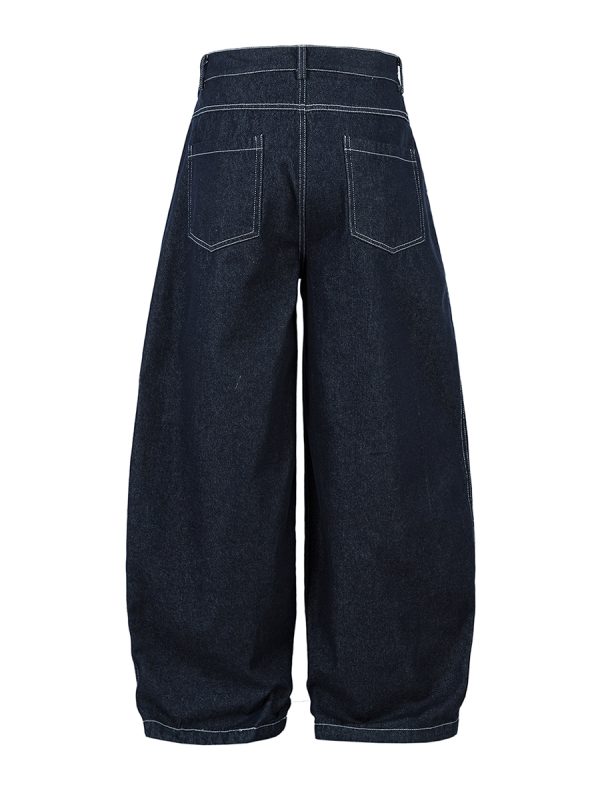 3066 Men's 10.8 OZ Baggy Raw Dark Indigo Denim Pleated Balloon Jeans