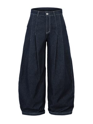 1788826452656823.jpeg 3066 Men's 10.8 OZ Baggy Raw Dark Indigo Denim Pleated Balloon Jeans