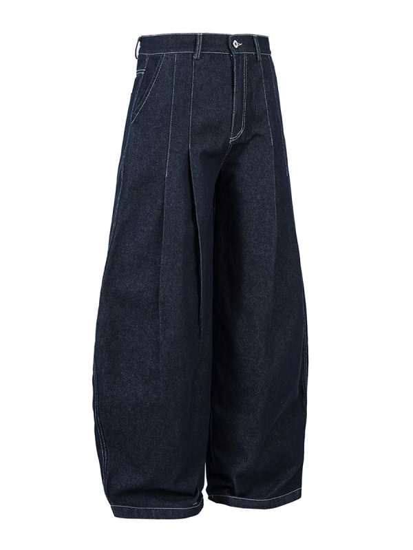 3066 Men's 10.8 OZ Baggy Raw Dark Indigo Denim Pleated Balloon Jeans